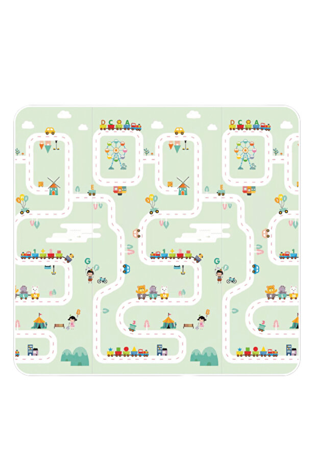 Foldable play mat, shockproof XPE foam, reversible, teddy bear pattern - 2