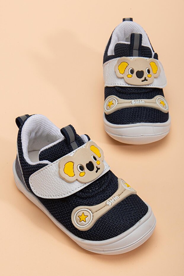 Şirinbebe Orthopedic Baby Boy First Step Shoes Navy Blue Velcro Anorak