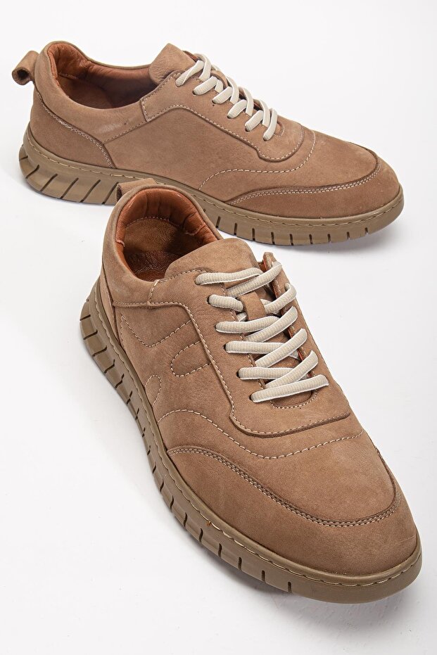 Genuine Leather Men's Casual Shoes Mink Nubuck Bonded Thermo Sole