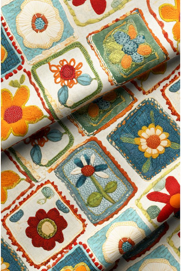 PATCHWORK DESENLİ DİJİTAL BAKILI DÖŞEMELİK KUMAŞ. PAMUK ASTARLI SAĞLAM KUMAŞ - 4