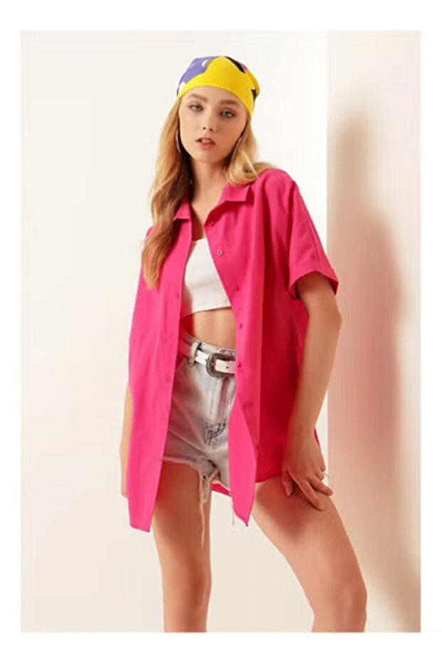 Oversize Long Basic Shirt - 1