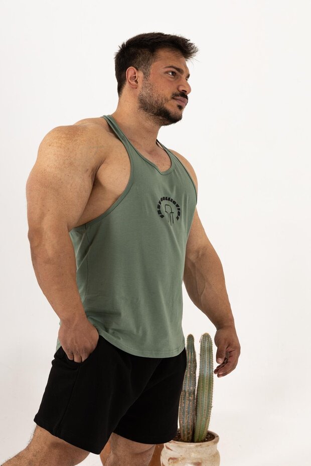 Erkek Yeşil Oversize Atlet – Fast Collection Logo Baskılı Sporcu Atlet - 3