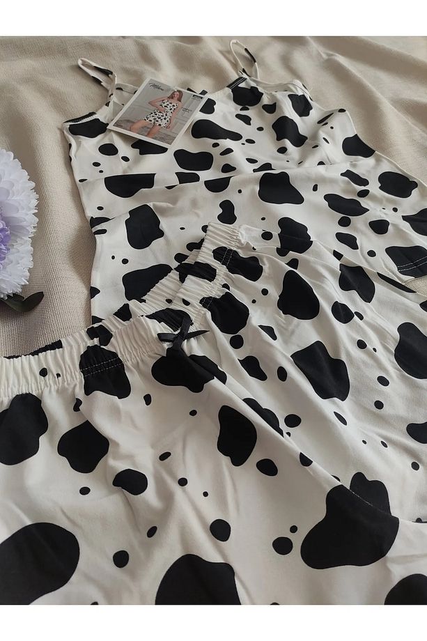 Kadın İp Askılı Şortlu Yazlık Pijama Takımı - 4