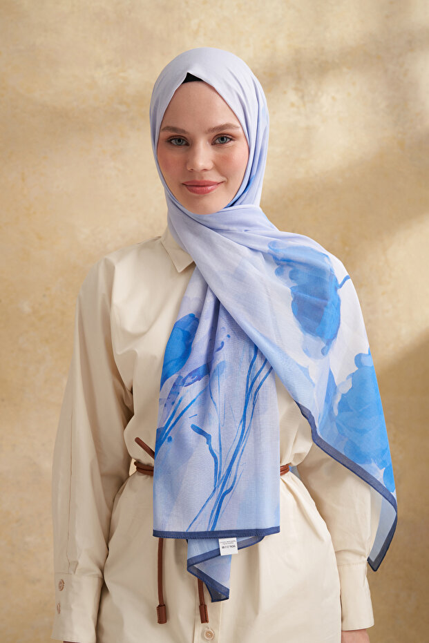 Silk Cotton Camellia Pattern Shal