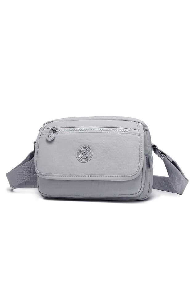 Crinkle Fabric Women's Messenger Bag Bc 3166 - Light Gray