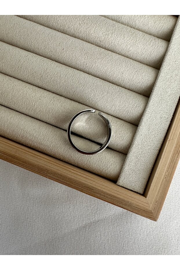 Silver Color Stone Matte Ring - 2