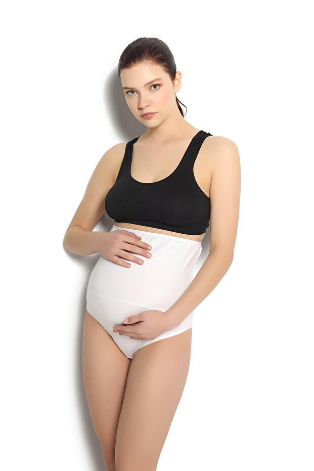 Women's White Modal Fabric Lycra Maternity Panties 2 Pack 664
