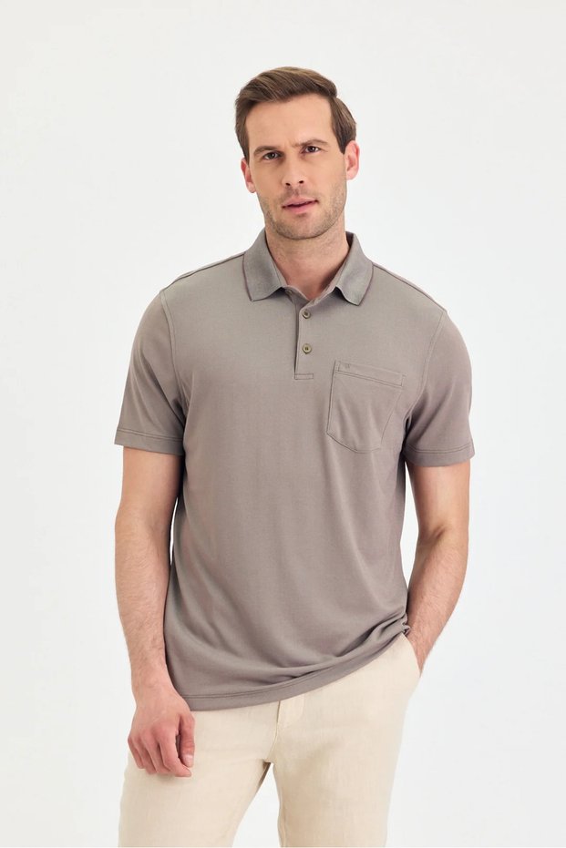 Polo Neck Short Sleeve Pocket T-Shirt