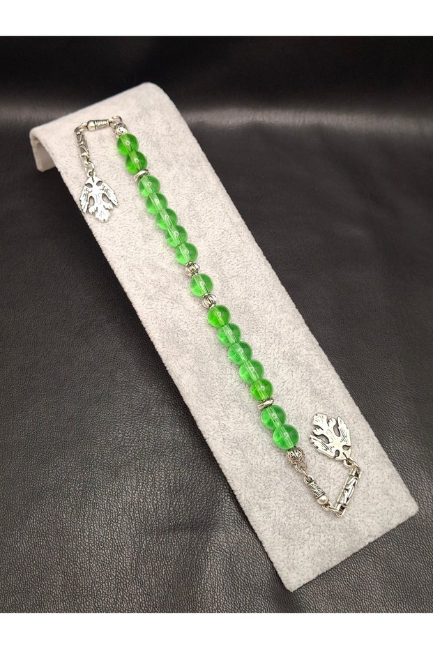 15-Piece Green Color Design Glass Zaza Prayer Beads