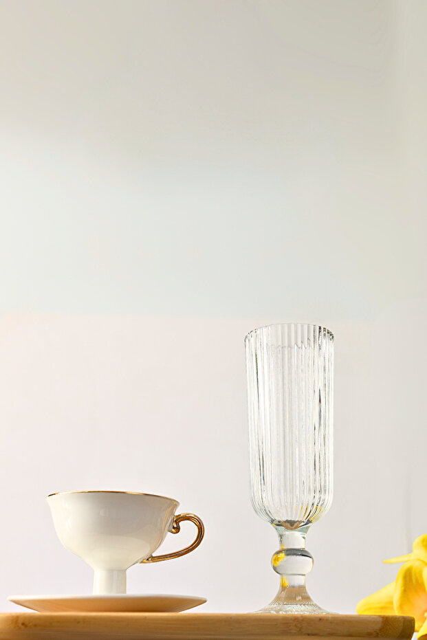 6 Adet Kristal Ayaklı Kahve Yanı Su Ve Meşrubat Bardağı Sunum Bardağı - 4