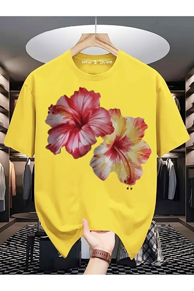 Floral Printed Plus Size Oversize T-Shirt