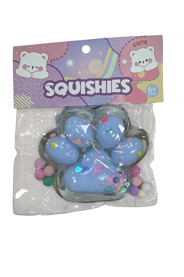 Farklı Renklerde Dev Işıklı Pati Squishy Taba Squishy Kedi Pati Sıkma 14 Cm Pullu Pati Sukuşi -MAVİ - 1
