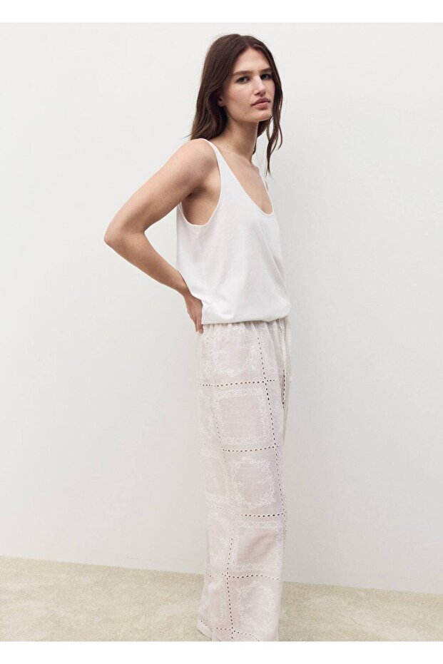 %100 rami işlemeli pantolon - 7