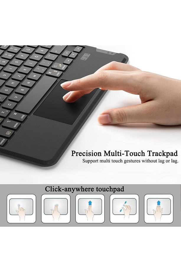 Galaxy Tab S9 FE+ Plus 12.4 inç ile Uyumlu Mag Touchpad Blutooth Işıklı Standlı Klavyeli Kılıf - 4