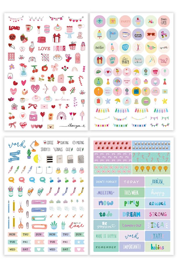 A5 Sticker Book 788 Adet Renkli Etiket Defteri - 6