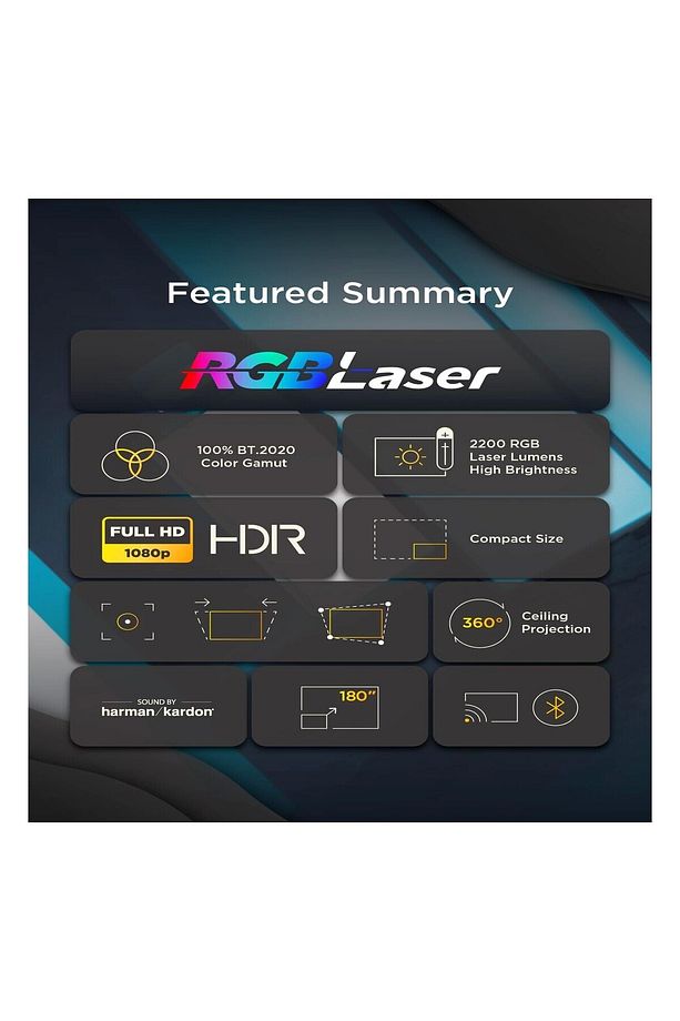 M10 FHD 2200 LUMEN HARMAN KARDON HOPARLORLU TAŞINABİLİR RGB LAZER AKILLI PROJEKSIYON - 2