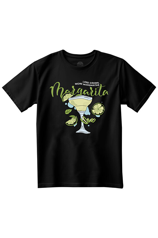 Printed Black Basic T-Shirt - 1