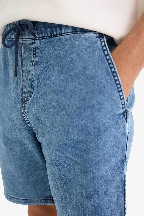 Regular Fit Beli Lastikli Rahat Kalıp Jean Bermuda Şort E4537AX25SM - 4