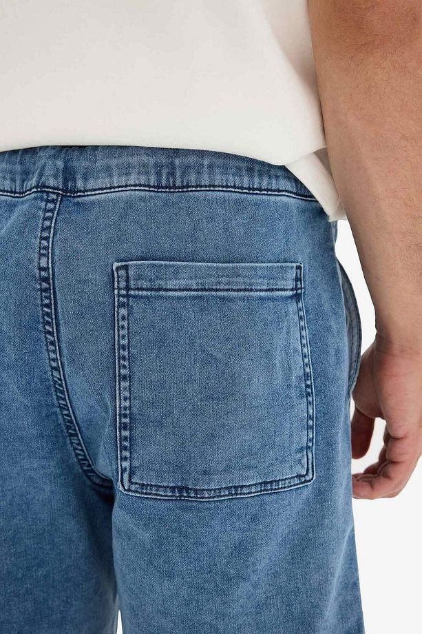 Regular Fit Beli Lastikli Rahat Kalıp Jean Bermuda Şort E4537AX25SM - 5