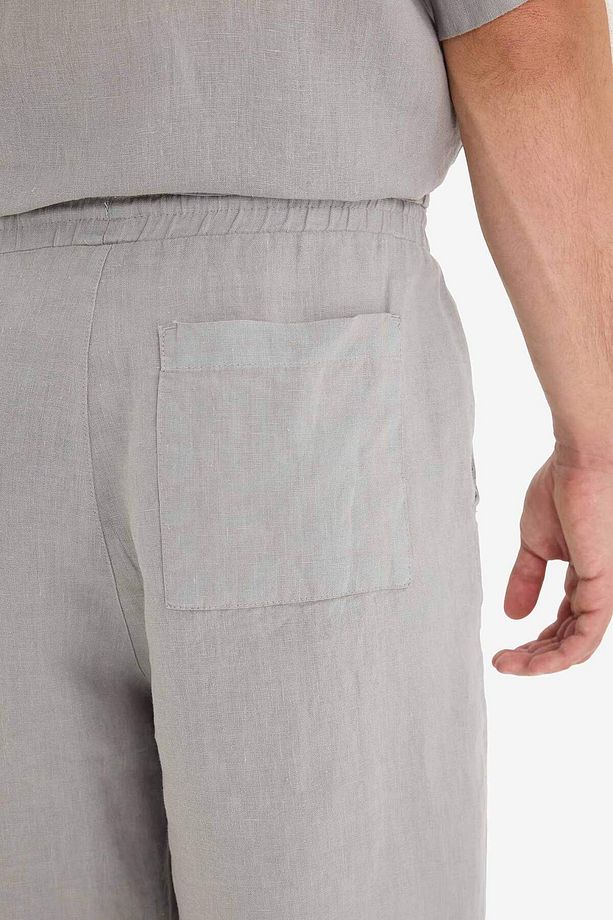 %100 Keten Relax Fit Bermuda Şort F4599AX25HS - 6
