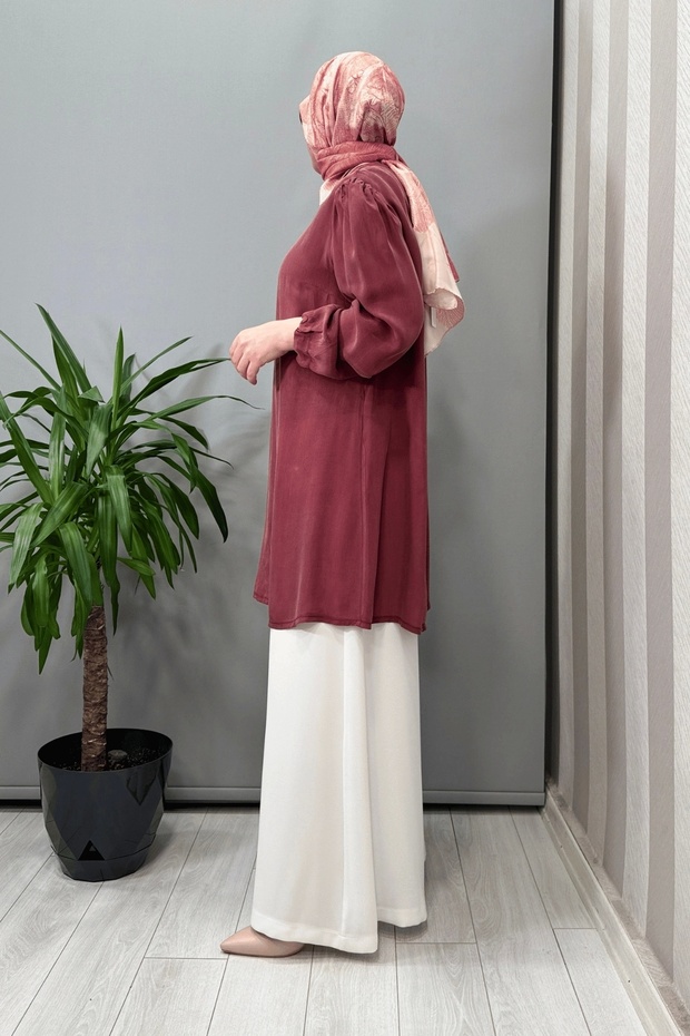 Basic Cupro Ipek Tunik Gül Kurusu 37025 - 2