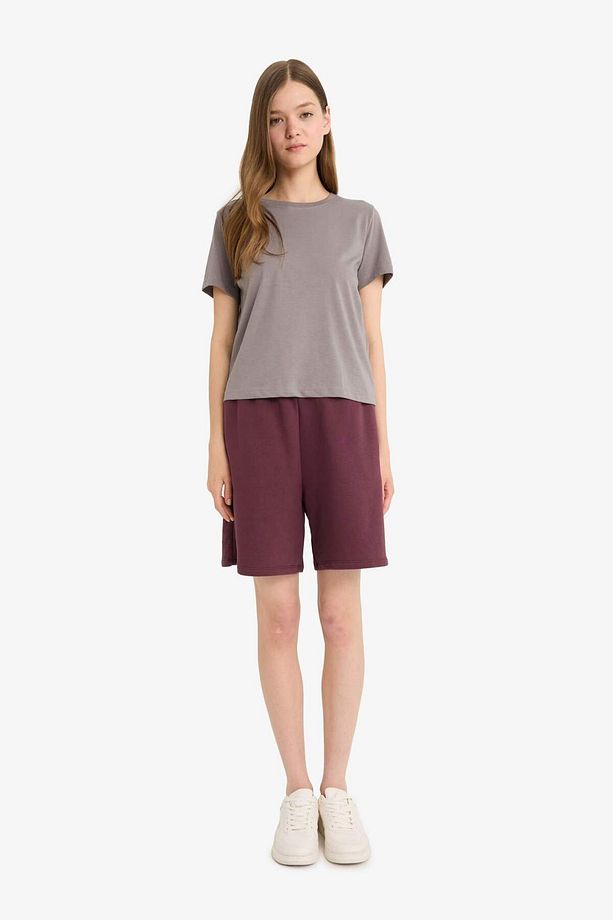 Coool Esnek Belli Cepli Bordo Bermuda Şort F5188AX25SM - 3
