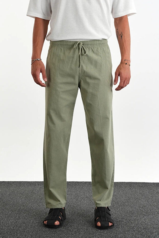 Hambez Sports Sweatpants Comfortable Fit Linen Look Unisex Model Size Range (M-6Xl) (Light Green)