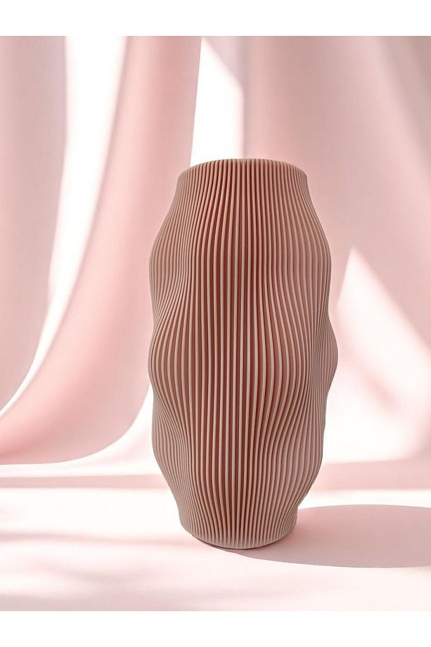 Ripple Form Vazo – Pudra Pembe | Modern Dalga Desenli Dekoratif Vazo - 8