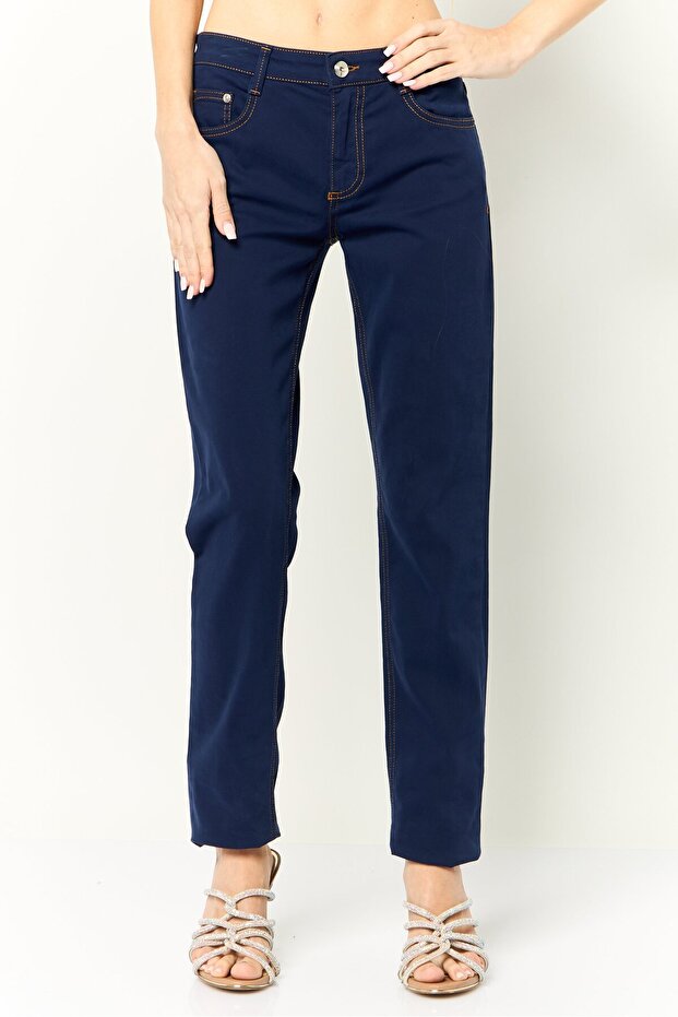 Women Regular Fit Solid Stretchable Jeans, Navy