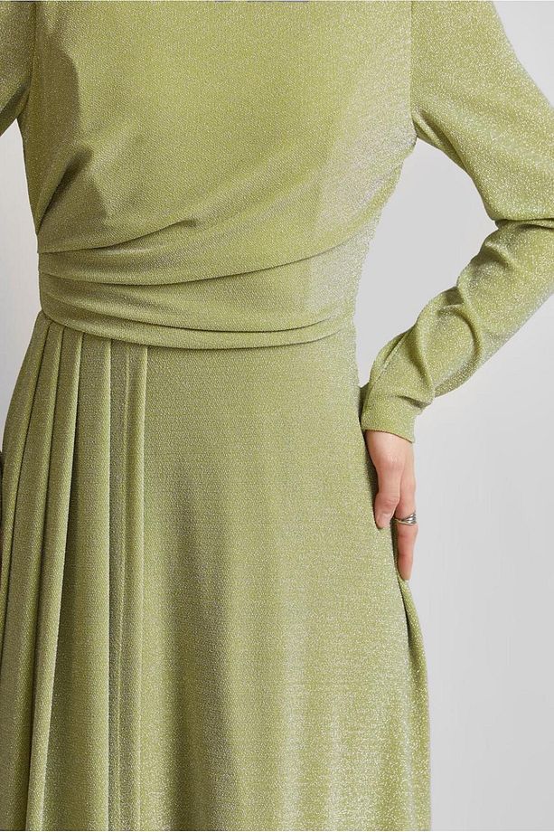 DRAPE DETAYLI SİMLİ ELBİSE 45677 - 3