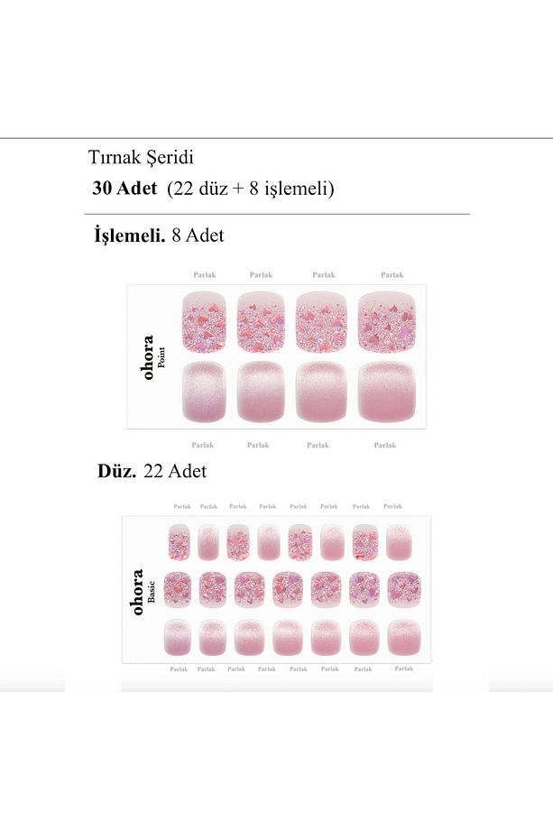 P Heart Glimmer Jel Tırnak 30 Adet, 2 Kullanım - 6