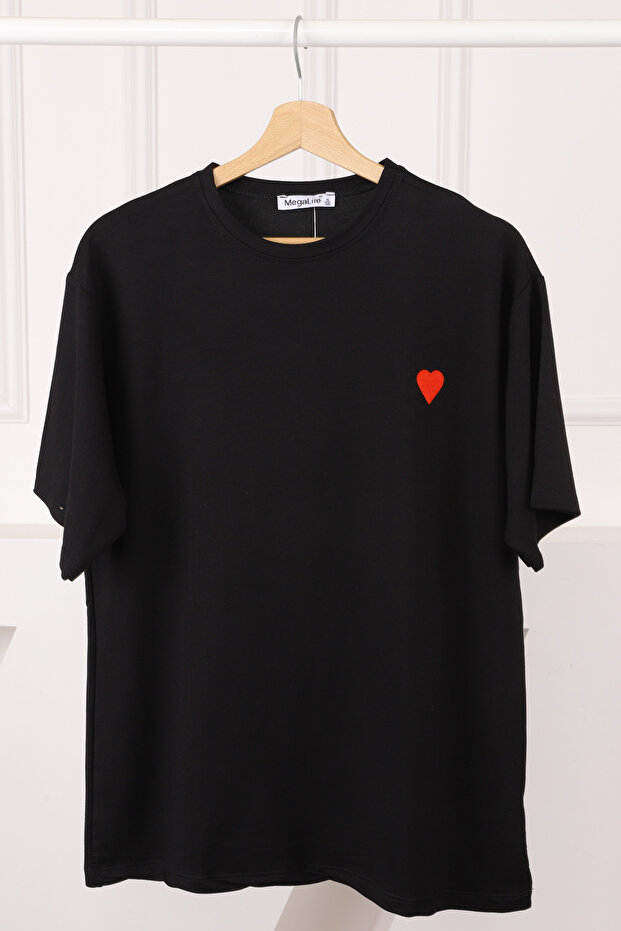 Black Embroidered Short Sleeve Modal T-Shirt
