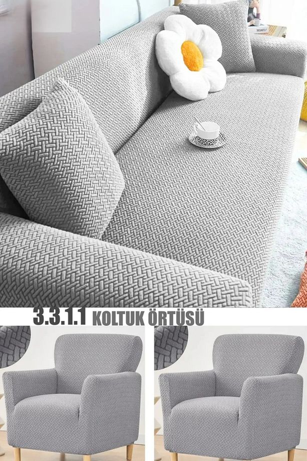 uğla Desen Koltuk Kılıfı,koltuk Örtüsü Takımı 3311 Lastikli,yıkanabilir Kanepe Örtüsü - 1