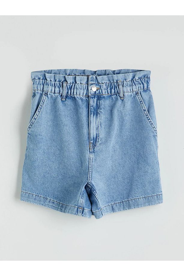 LCW Comfort Indigo Beli Lastikli Kadın Jean Şort - 5