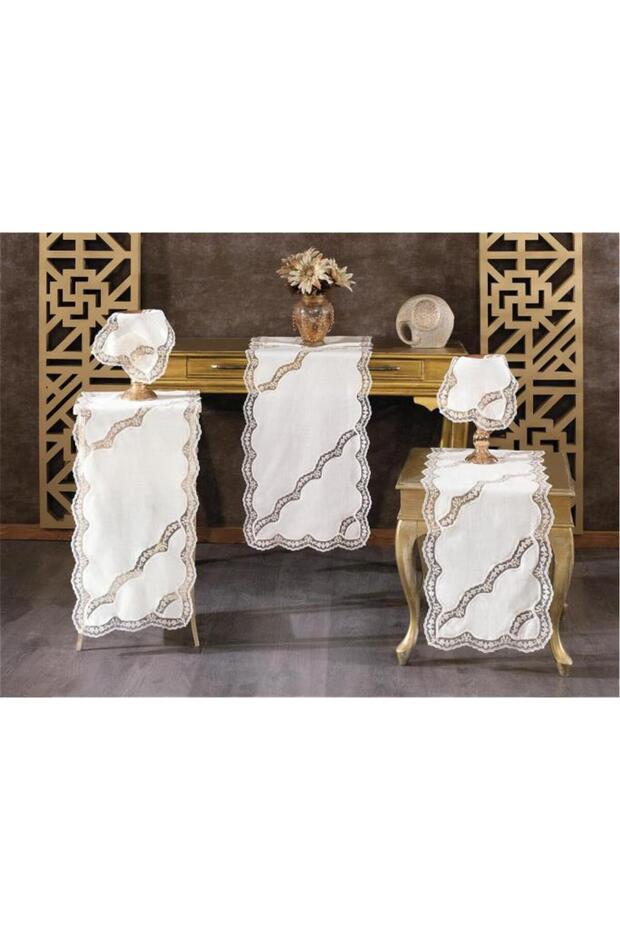 Rua Linen 5 Piece Living Room Set Cream