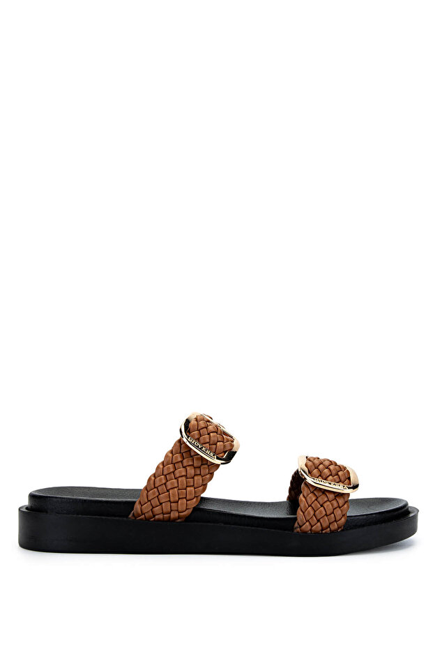 Women's Vegan Tan Flat Slippers