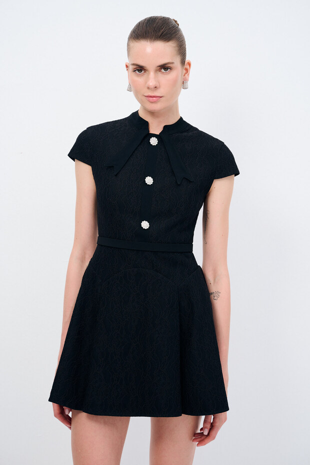 Night Zoom Dantelli Mini Elbise - 4