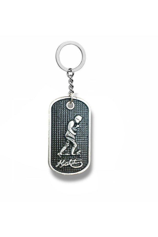 Metal Imprint Keychain with Kemal Atatürk Figure – Silver Color Unisex Accessory