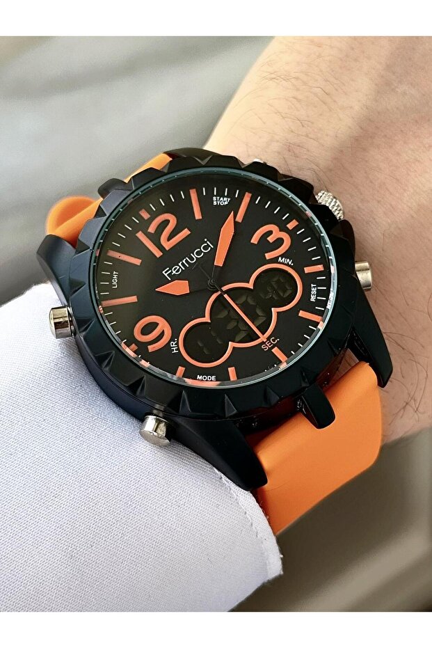 Plastic Band Digital & Analog Dial Sports Wrist Watch