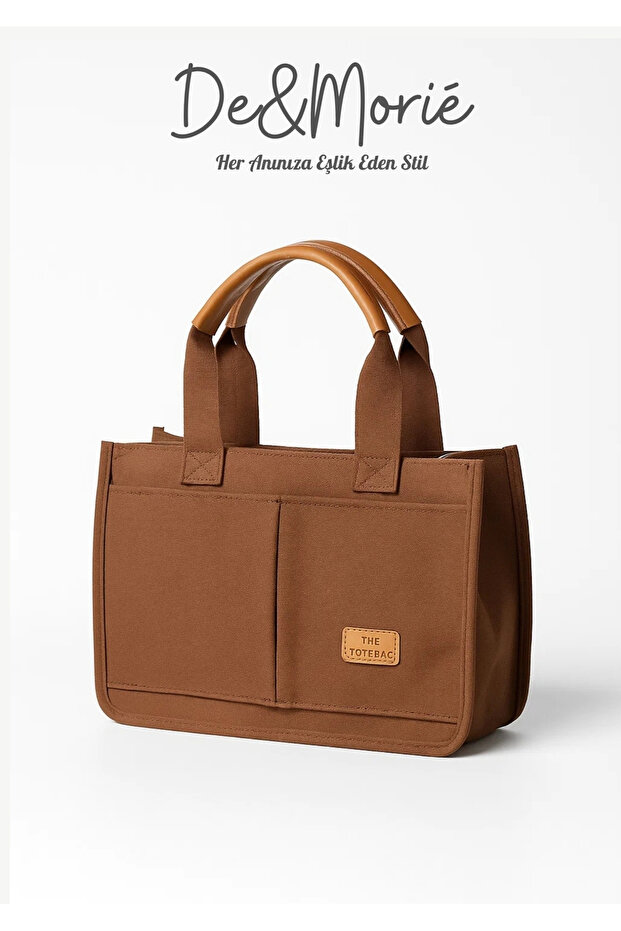 The Totebag Brown Fabric Hand and Shoulder Bag