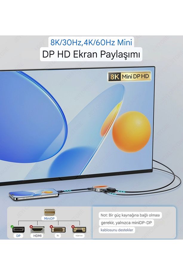 Jeyı M.2 Nvme SSD Muhafaza 2242/2230/10Gbps Pd 100W 8K/30Hz Mini Dp iPhone 15/16 ve Type-C Girişli - 6