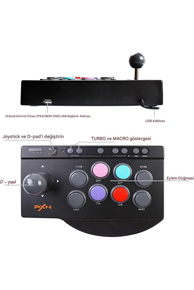 0082 Arcade Stick Oyun Kumandası PS3/PS4/Switch/PC/Android TV/XBOX - 4