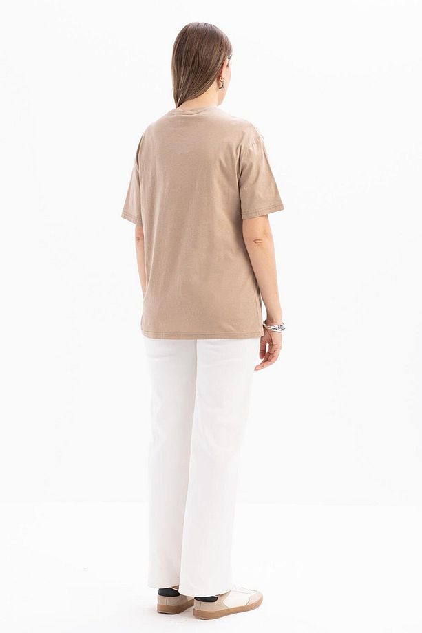 Vizon-Kısa Kollu Nakış Detaylı Süprem Tshirt - 4