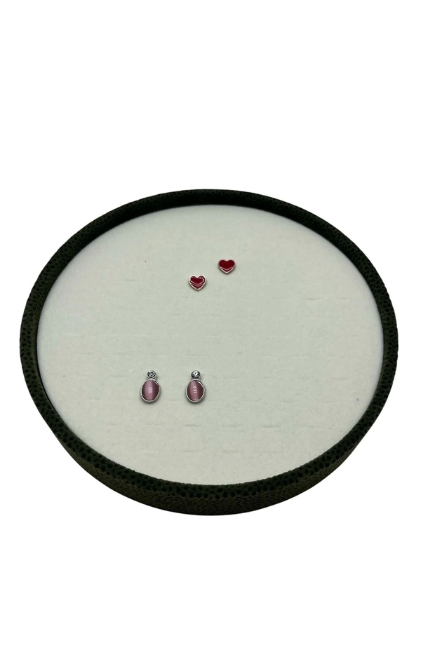 Cylinder Model Suede Fabric 20/20 cm Gray Color Earring-Piercing Tray