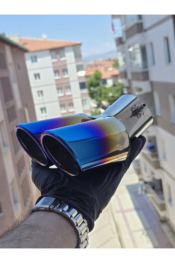 Yanık Egzoz Ucu Çift Çıkış Eğik Kafa - 3