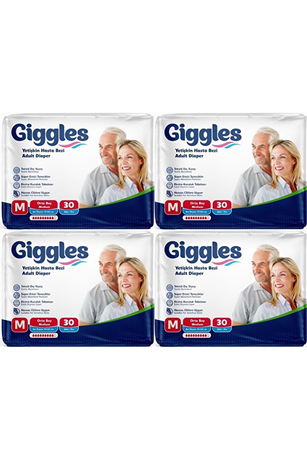 Patient Diapers Adult Textile Surface with Waistband Medium - Medium (m) 120 Pieces (4Pk*30)