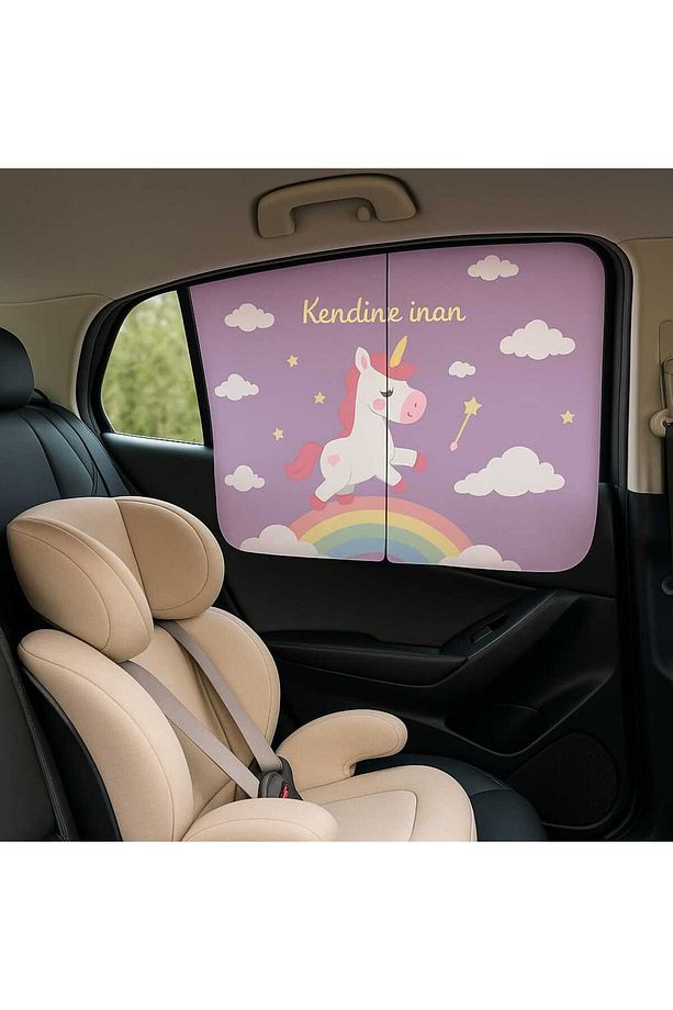 Manyetik Çocuk Araba Güneşliği - Dinozor/Unicorn Desenli - 1