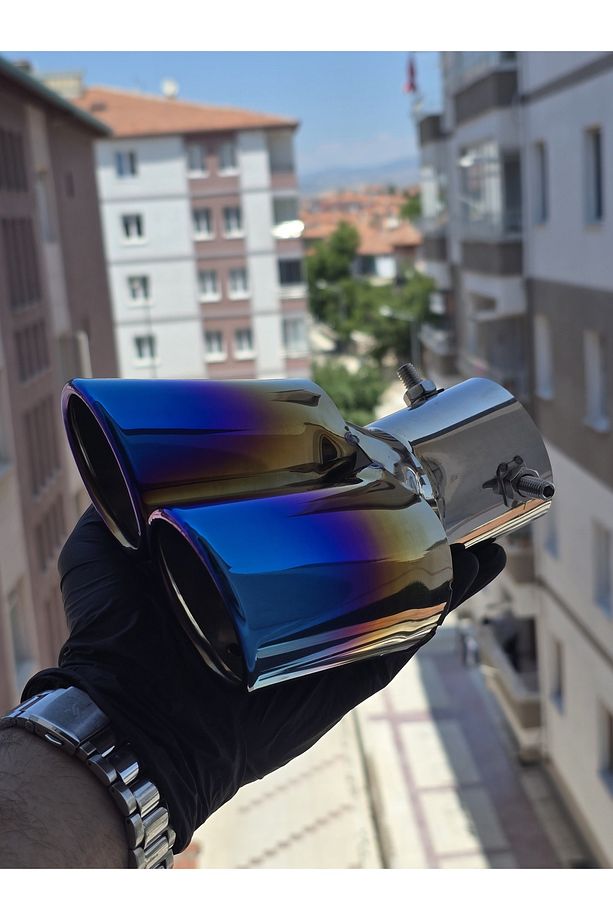 Yanık Egzoz Ucu Çift Çıkış Eğik Kafa - 4