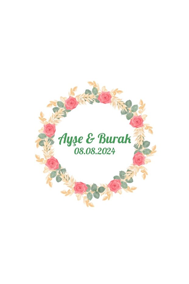 Horizontal Sticker with Purple Roses Henna Engagement Wedding 3X3 cm Custom Sticker / 50 Pcs Stickers