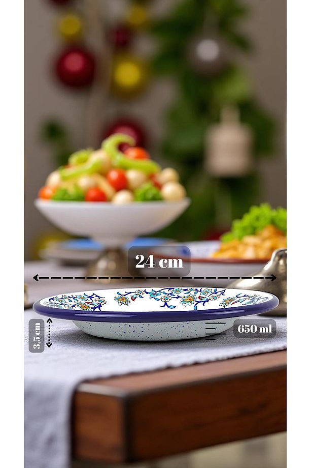 24 No Emaye Yemek Tabak, Servis, Yemek Kamp, Piknik, Çeyiz 24 Cm - 6